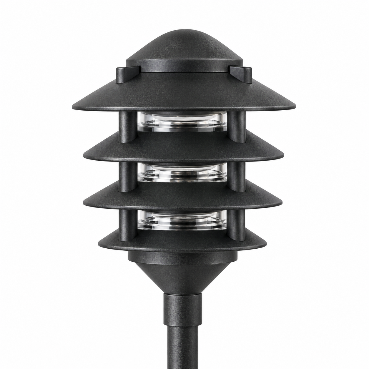 Focus Industries AL034TNLHTX Pagoda Series Area Light 4 Tier With 6” Top Hat - No Lamp - Finish: Aluminum - Color: Black Texture