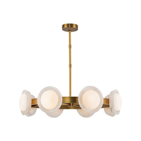 Alora Lighting CH320837VBAR-UNV Alonso 37-in LED Chandelier Ceiling light - CCT 3000K - Finish: Vintage Brass/Alabaster