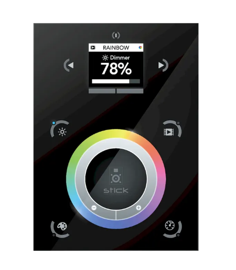 American Lighting AML-DMX-N-STICKDE3-BK DE3 1024CH DMX Controller – Glass Panel, USB/Ethernet, Color Screen, 500 Scenes, 10 Zones, Black Finish, 7V Power Adapter Included