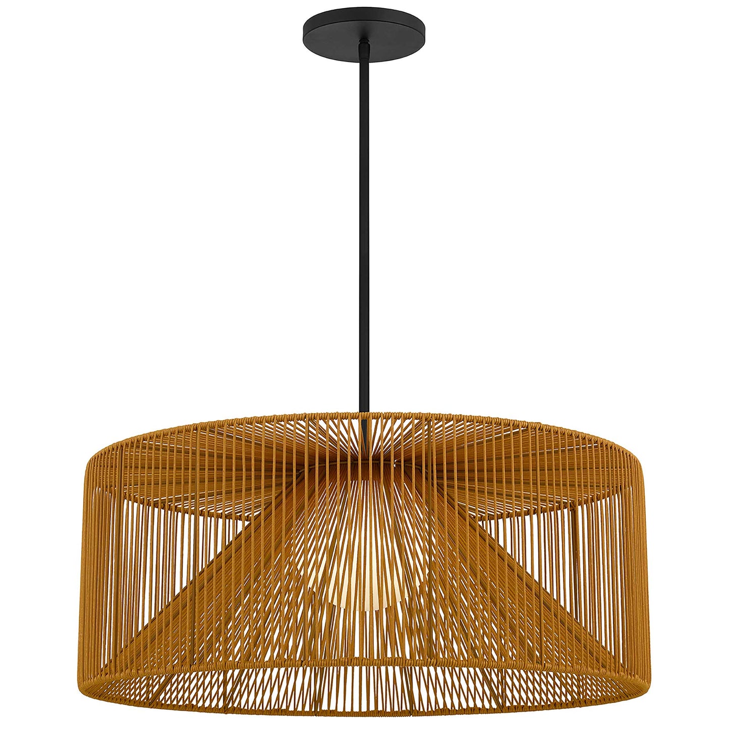 Alteck lighting AP0150-5CCT-W-BK 30" Key West LED Pendant Light With Modern Woven Rattan Hanging Fixture - Finish: Sand Black Natural
