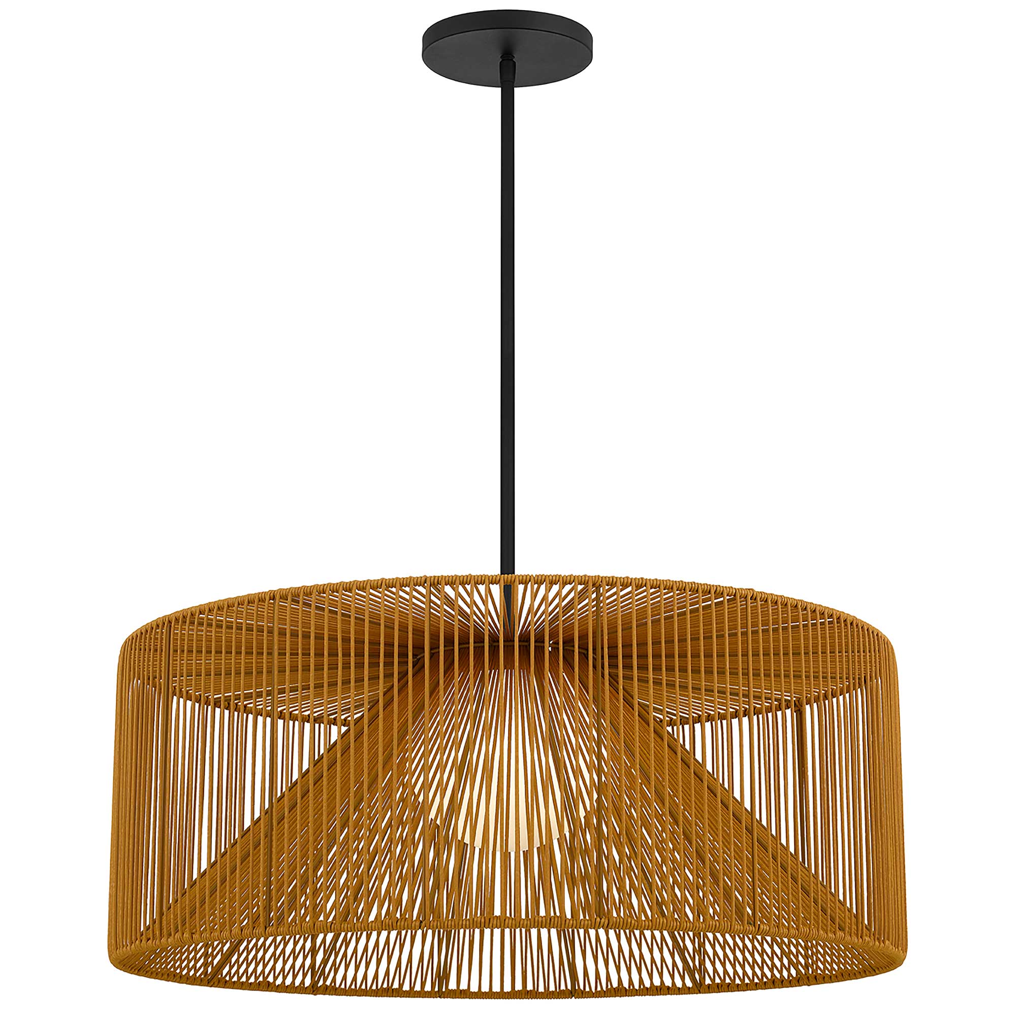 Alteck lighting AP0150-5CCT-W-BK 30" Key West LED Pendant Light With Modern Woven Rattan Hanging Fixture - Finish: Sand Black Natural
