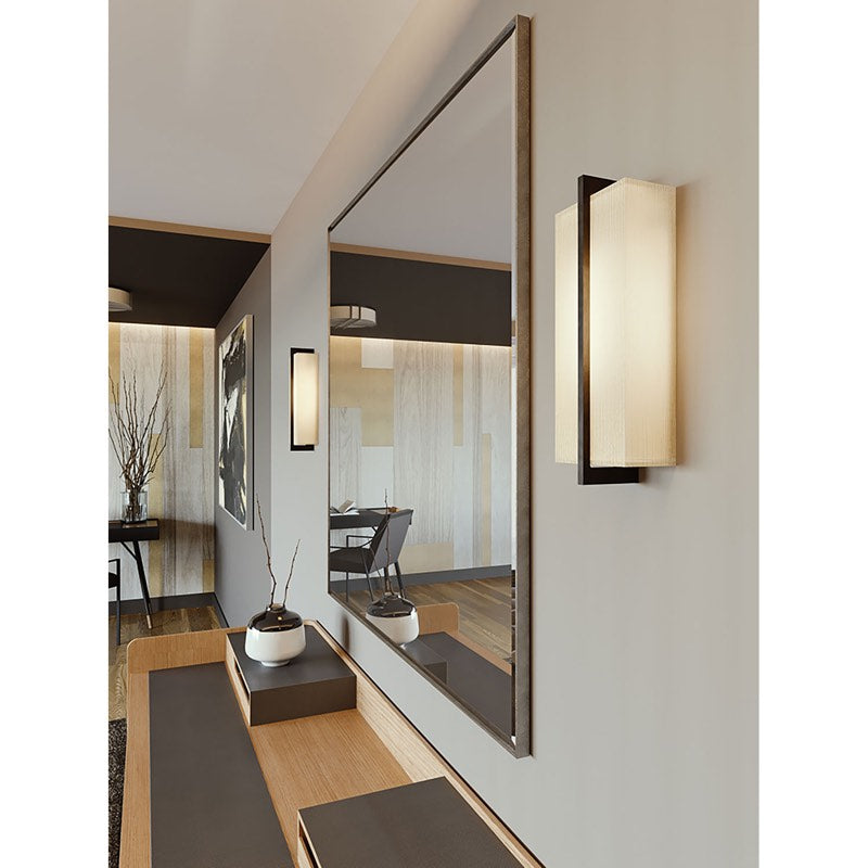 AFX Lighting APS051314LAJUDES-JT Apex 14 Inch Tall LED Wall Sconce In Espresso With Jute Shade-White Bottom & Top Acrylic Diffuser