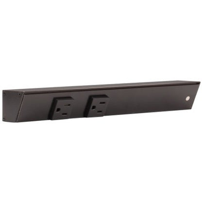 Task Lighting APT12-2B-P-BK-R 12" Slim Profile Angled Power Strip, Right Wire Entry, 2-Single Black Receptacles, Black Finish