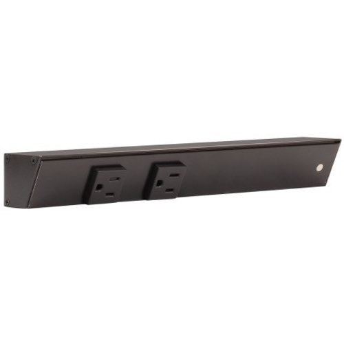 Task Lighting APT12-2B-P-BK-R 12" Slim Profile Angled Power Strip, Right Wire Entry, 2-Single Black Receptacles, Black Finish