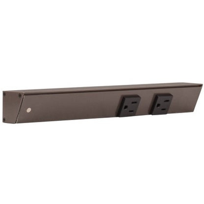 Task Lighting APT12-2B-P-BZ-L 12" Slim Profile Angled Power Strip, Left Wire Entry, 2-Single Black Receptacles, Bronze Finish