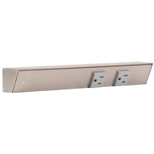 Task Lighting APT12-2G-P-SN-L 12" Slim Profile Angled Power Strip, Left Wire Entry, 2-Single Gray Receptacles, Satin Nickel Finish