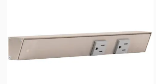 Task Lighting APT12-2GSNL-6PK 12" Slim Profile Angled Power Strip - Left Wire Entry - 2 Single Gray Receptacles - Satin Nickel Finish - (Pack of 6)