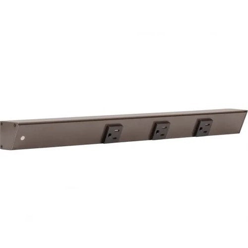 Task Lighting APT18-3B-P-BZ-L 18" Slim Profile Angled Power Strip, Left Wire Entry, 3-Single Black Receptacles, Bronze Finish