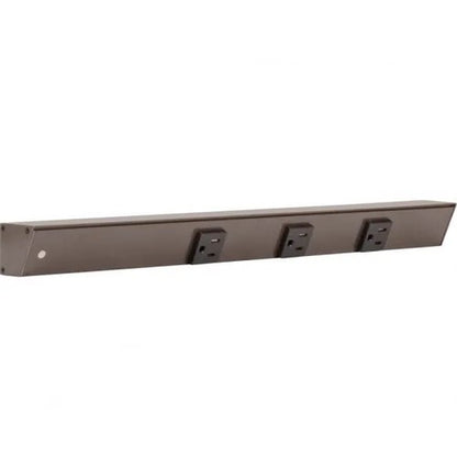 Task Lighting APT18-3B-P-BZ-L 18" Slim Profile Angled Power Strip, Left Wire Entry, 3-Single Black Receptacles, Bronze Finish