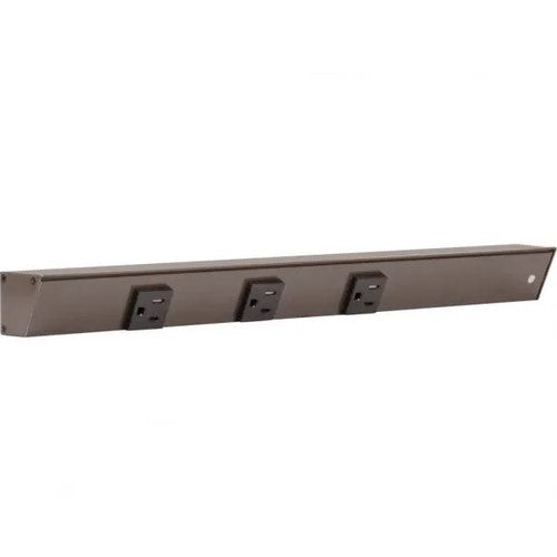 Task Lighting APT18-3B-P-BZ-R 18" Slim Profile Angled Power Strip, Right Wire Entry, 3-Single Black Receptacles, Bronze Finish