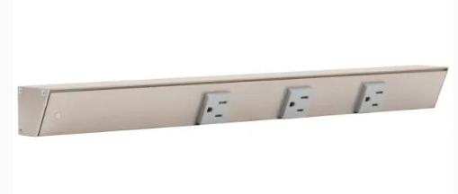 Task Lighting APT18-3GSNR-6PK 18" Slim Angle Power Strip - Right Wire Entry - 3 Single Gray Receptacles - Satin Nickel Finish - (Pack of 6)