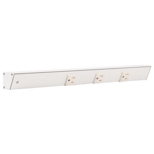 Task Lighting APT18-3W-P-WT-L 18" Slim Profile Angled Power Strip, Left Wire Entry, 3-Single White Receptacles, White Finish