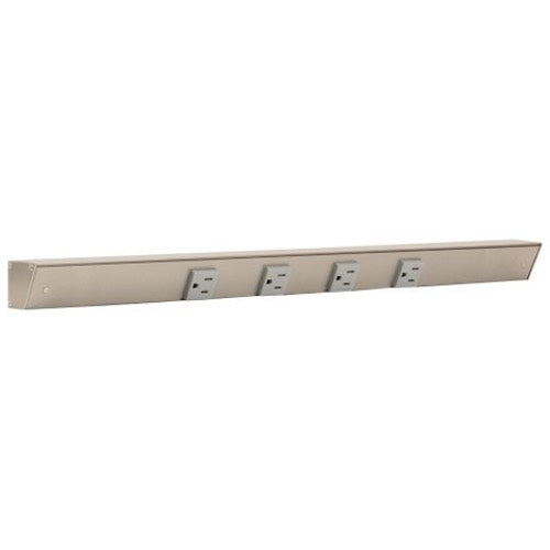 Task Lighting APT24-4G-P-SN 24" Slim Profile Angled Power Strip - 4 Single Black Receptacles - Satin Nickel Finish