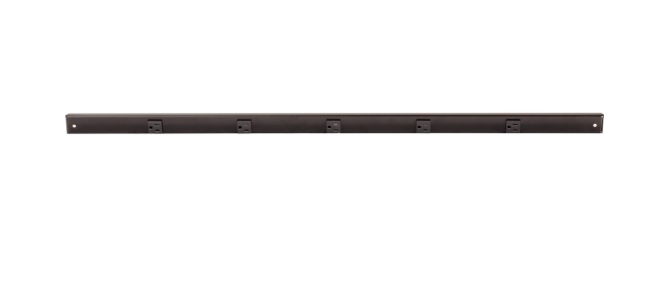 Task Lighting APT42-5BBK-6PK 42" Slim Profile Angled Power Strip - 5 Single Black Receptacles, Black Finish