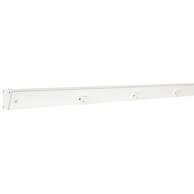 Task Lighting APT72-8W-P-WT 72" Slim Profile Angled Power Strip - 8 Single White Receptacles - White Finish