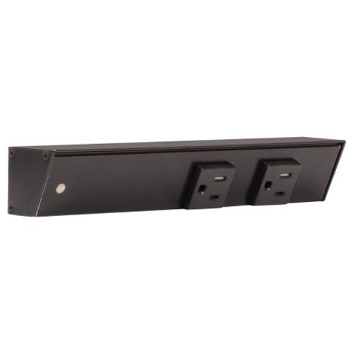 Task Lighting APT9-2B-P-BK-L 9" Slim Profile Angled Power Strip, Left Wire Entry, 2-Single Black Receptacles, Black Finish