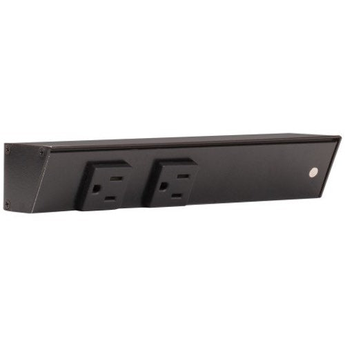 Task Lighting APT9-2B-P-BK-R 9" Slim Profile Angled Power Strip, Right Wire Entry, 2-Single Black Receptacles, Black Finish