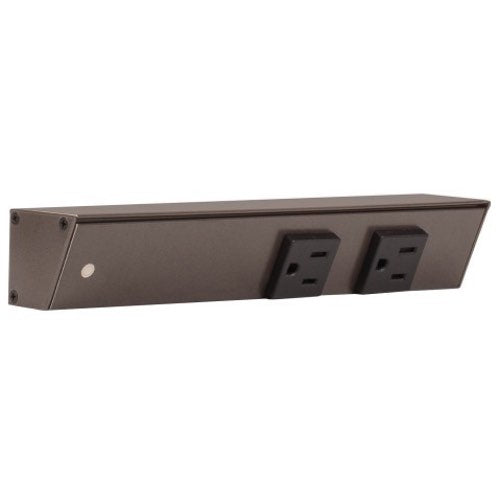 Task Lighting APT9-2B-P-BZ-L 9" Slim Profile Angled Power Strip, Left Wire Entry, 2-Single Black Receptacles, Bronze Finish