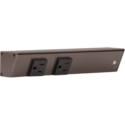 Task Lighting APT9-2B-P-BZ-R 9" Slim Profile Angled Power Strip, Right Wire Entry, 2-Single Black Receptacles, Bronze Finish