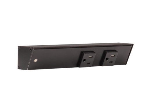 Task Lighting APT9-2BBKL-6PK 9" Slim Profile Angled Power Strip - Left Wire Entry - 2 Single Black Receptacles - Black Finish (6-Pack)