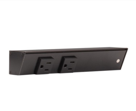 Task Lighting APT9-2BBKR-6PK 9" Slim Profile Angled Power Strip - Right Wire Entry - 2 Single Black Receptacles - Black Finish (6-Pack)