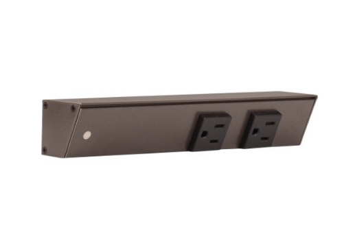 Task Lighting APT9-2BBZL-6PK 9" Slim Profile Angled Power Strip - Left Wire Entry - 2 Single Black Receptacles - Bronze Finish (6-Pack)