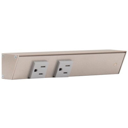 Task Lighting APT9-2G-P-SN-R 9" Slim Profile Angled Power Strip, Right Wire Entry, 2-Single Gray Receptacles, Satin Nickel Finish