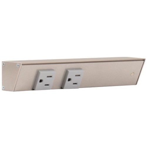 Task Lighting APT9-2G-P-SN-R 9" Slim Profile Angled Power Strip, Right Wire Entry, 2-Single Gray Receptacles, Satin Nickel Finish
