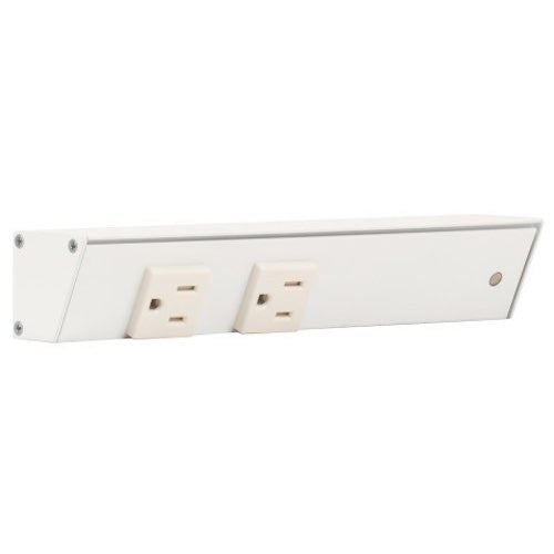 Task Lighting APT9-2W-P-WT-R 9" Slim Profile Angled Power Strip, Right Wire Entry, 2-Single White Receptacles, White Finish