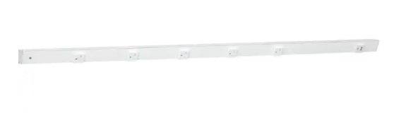 Task Lighting APTUR48-6WWT 48" Slim Angled Power Strip - Left Wire Entry - 5 White Receptacles - Right Side USB-A/C - 120V - White