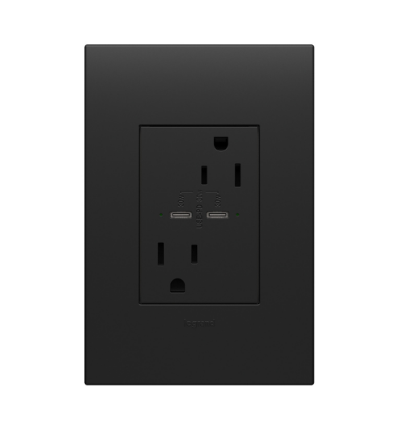 Legrand ARTRUSB15PD30G4 Adorne 30W USB Type-C Outlet, 15A Tamper-Resistant Plus-Size Receptacle, Graphite Finish