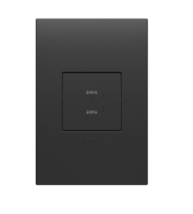 Legrand ARUSB30PDG4 Adorne 30W Dual USB Type-C Outlet Module, Graphite Finish, High-Speed Charging Receptacle