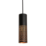 AFX Lighting ASHP0407L30D2BK Ash 4 Inch LED Perforated Pendant In Black-Gold With White Acrylic Bottom Diffuser