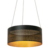 AFX Lighting ASHP2032L30D1BK Ash 20 Inch LED Drum Pendant In Black-Gold With White Acrylic Bottom Diffuser