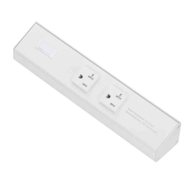 American Lighting ATOM-120V-10-WH Atom 10" Power Strip, 2 Receptacles, Voltage 120V, White Finish