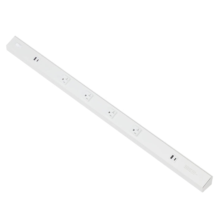 American Lighting ATOM-120V-36-WH Atom 36" Power Strip, 4 Receptacles, 2 USB-A/C, Voltage 120V, White