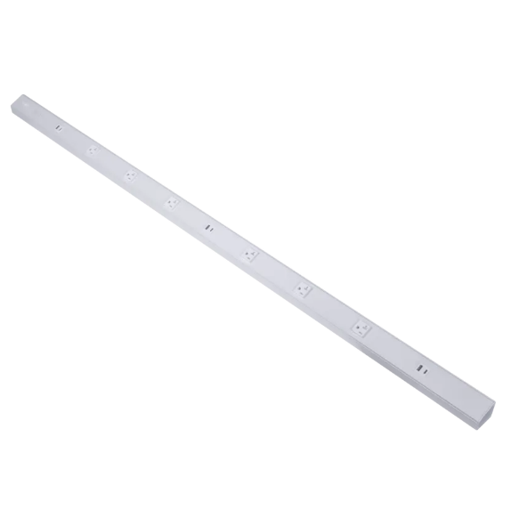 American Lighting ATOM-120V-60-WH ATOM 60" Power Strip – White Finish, 6x 20A TR Receptacles, 3 USB Ports, Reset Switch