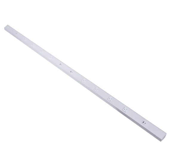 American Lighting ATOM-120V-72-WH ATOM 72" Power Strip – White Finish, 8x 20A TR Receptacles, 4 USB Ports, Reset Switch