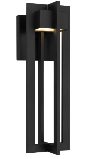 Alteck Lighting AW0002-3CCT-W-BK 4 Bar 18 inch Tall CCT LED Outdoor Wall Sconce with Sand Blast Glass, Multi-Color Temperature, Sand Black Finish