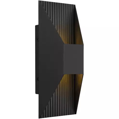 Alteck lighting AW0009-3CCT-W-BK Ribbed LED 12 inch Sand Black Outdoor Wall Sconce, 3CCT 3000K/4000K/5000K , Lumens 595lm, Watt 14W