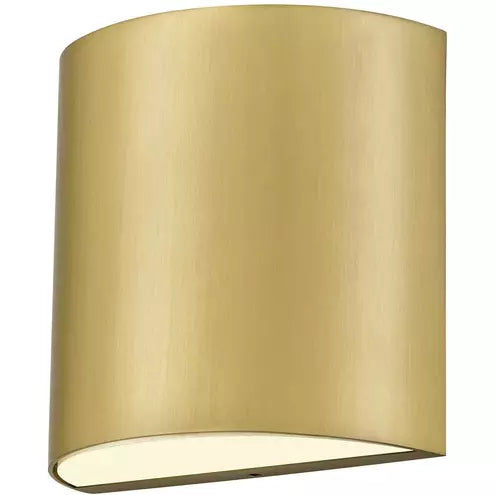 Alteck lighting AW0028-3CCT-W-BB Veil LED 4.63 inch Brushed Brass Outdoor Wall Sconce, 3CCT 3000K/4000K/5000K , Lumens 350lm, Watt 15W