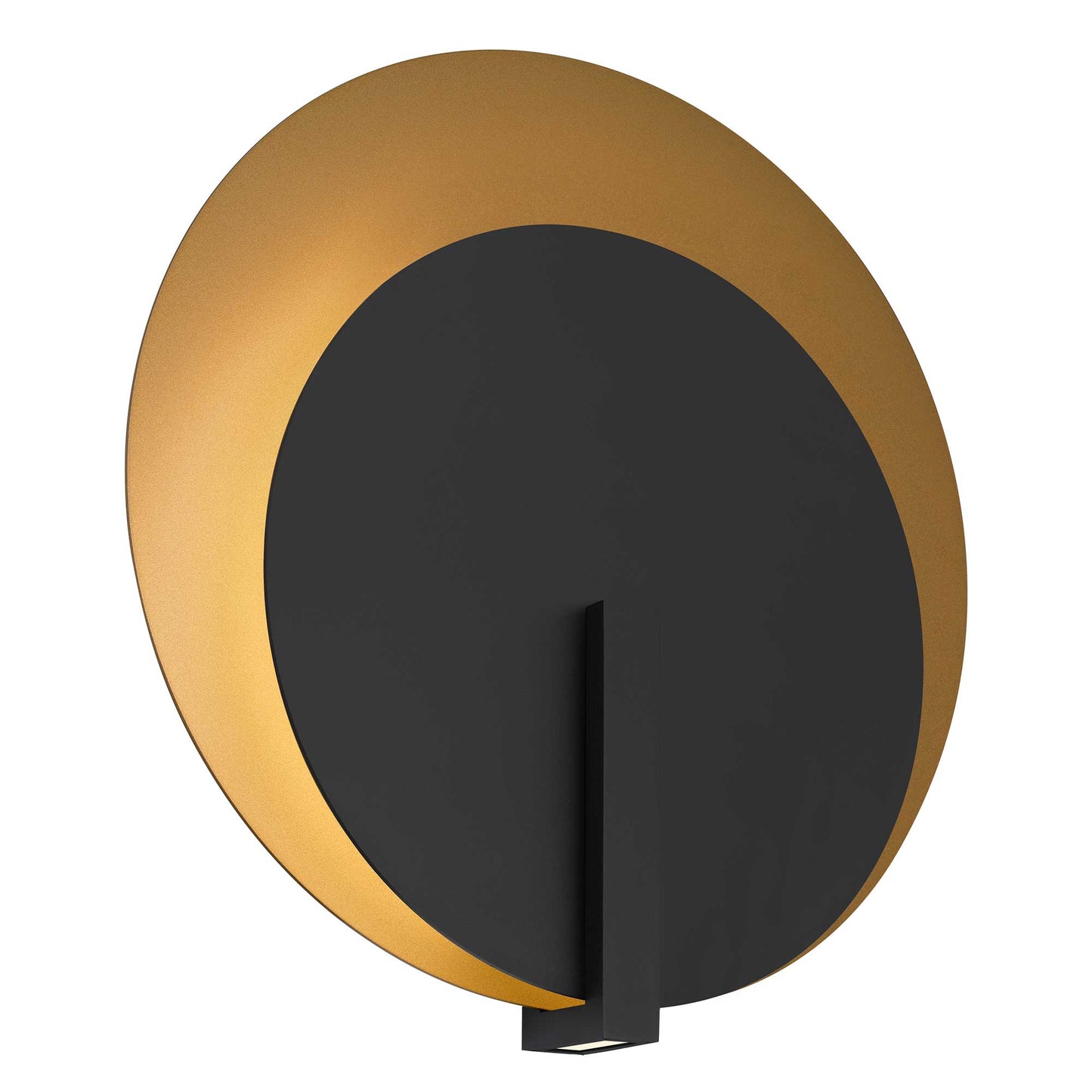 Alteck lighting AW0091-3CCT-W-BK/PB 24.75" Eclipse LED Outdoor Wall Sconce With Modern Circular Exterior Light - Finish: Sand Black-Painted Brass