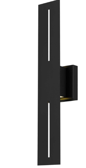 Alteck Lighting AW0110-3CCT-W-BK Slot 24 inch Tall LED Outdoor Wall Sconce with Sand Blast Glass, Multi-Color Temperature, Sand Black