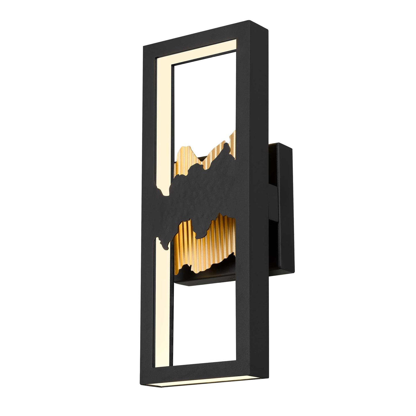 Alteck lighting AW0111-3CCT-W-BK/PB Sunrize 15" LED Outdoor Wall Sconce Light - Finish: Sand Black-Painted Brass