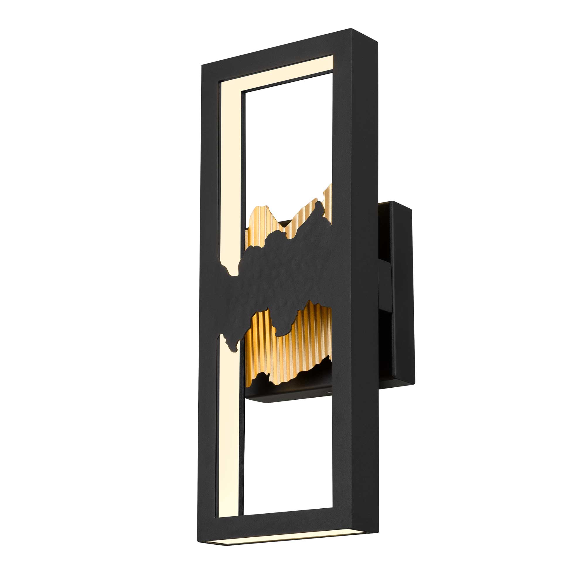Alteck lighting AW0111-3CCT-W-BK/PB Sunrize 15" LED Outdoor Wall Sconce Light - Finish: Sand Black-Painted Brass