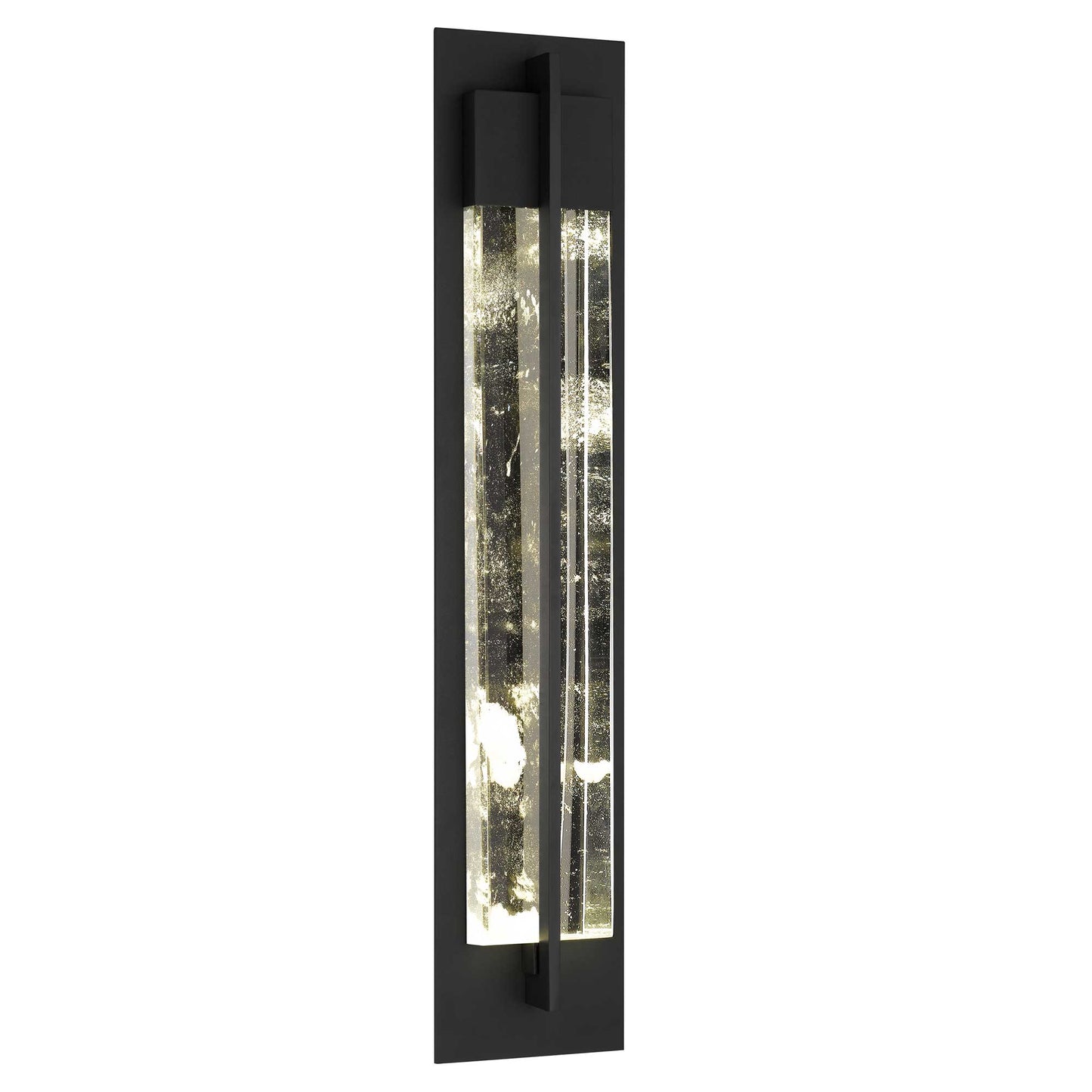 Alteck lighting AW0135-3CCT-W-BK 32" Rivera Outdoor Wall Sconce With Modern Cloudy Crystal Exterior Light - Finish: Sand Black