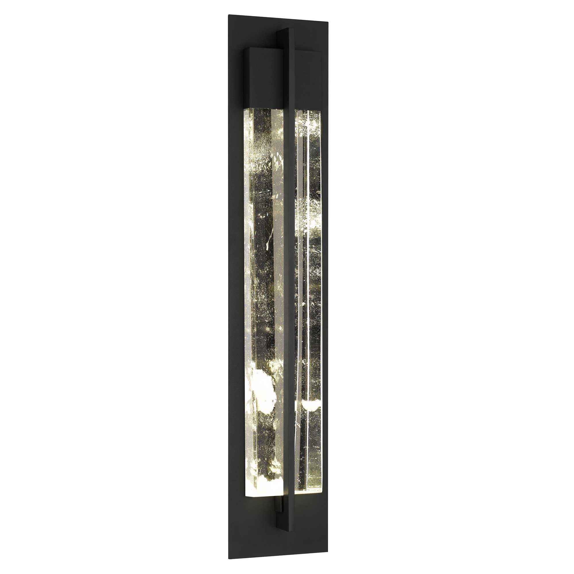 Alteck lighting AW0135-3CCT-W-BK 32" Rivera Outdoor Wall Sconce With Modern Cloudy Crystal Exterior Light - Finish: Sand Black