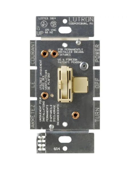 Lutron AY2-LFSQH-IV Ariadni Dual Fan and Light Control – Lvory Finish