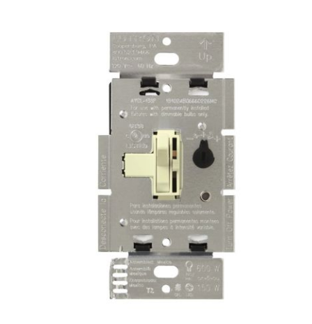Lutron AYCL-153PH-AL Ariadni LED+ Dimmer Switch – 150W LED, Single Pole/3-Way, No Neutral Required, 120V, Almond Finish