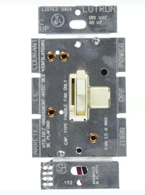 Lutron AYFSQ-FH-AL Ariadni Quiet 3-Speed Fan Control – Almond Finish